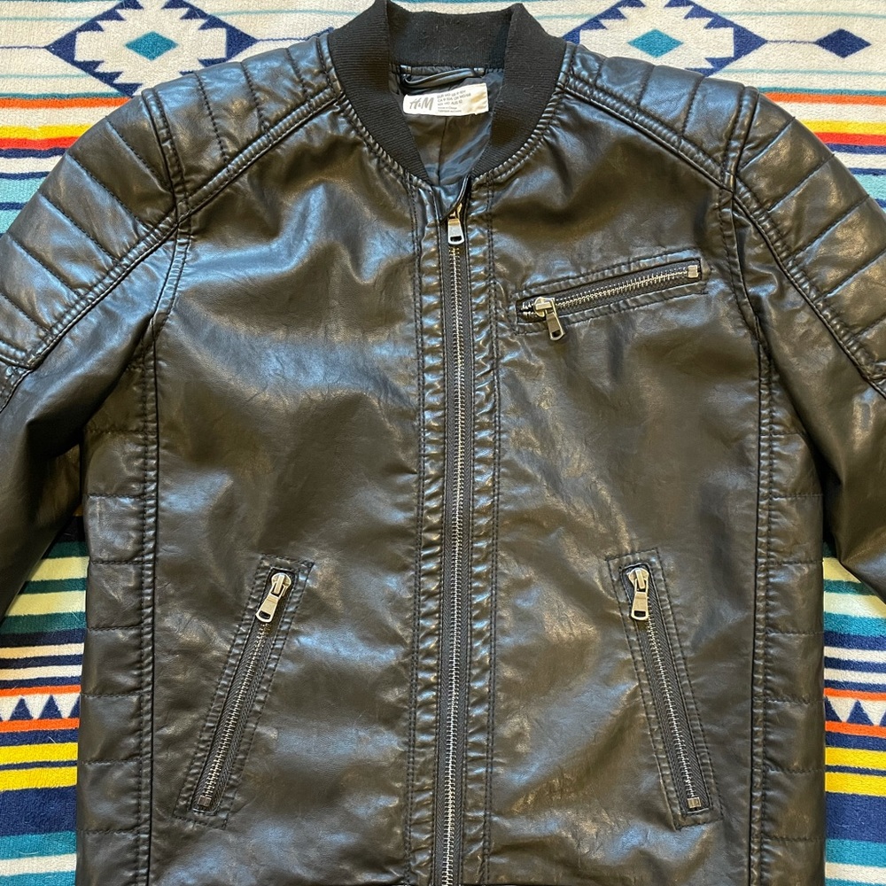 H&M Kids Faux Leather Jacket. Size 9/10. Black. Like New.